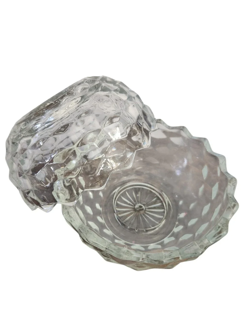 Vintage Homco Fairy Light Lamp Clear Glass Geometric Candle Holders Cottagecore